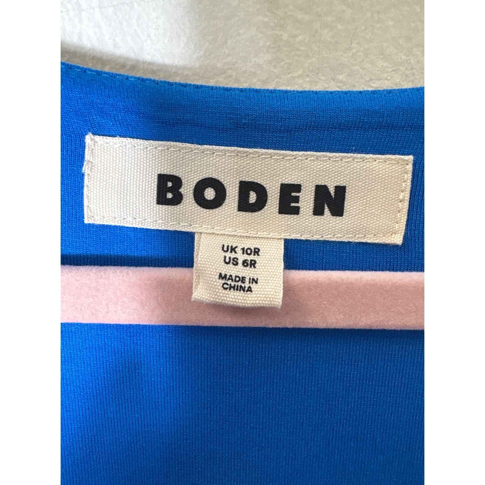 Boden Pink and Blue Mix Print Long Sleeve Faux Wrap "Ophelia" Dress Sz 6