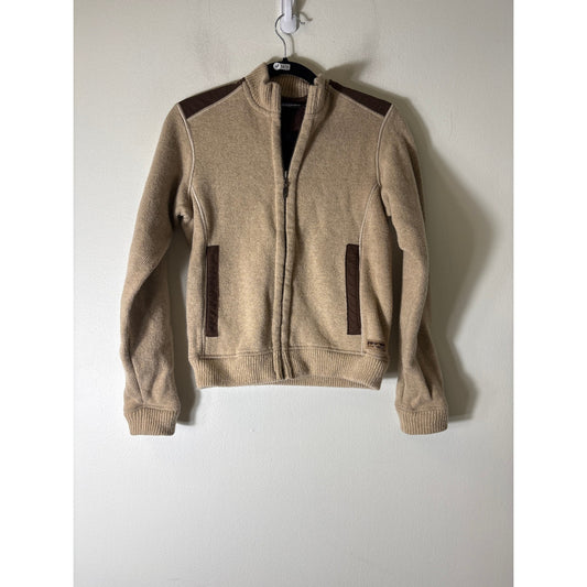 Woman's Patagonia Wheat/Tan Long Sleeve Zip Front Sweater Sz S