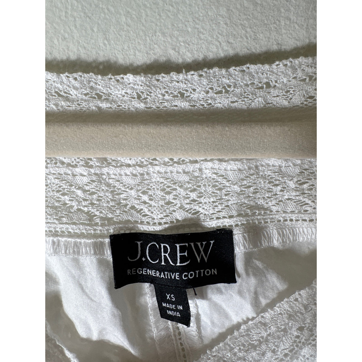 J. Crew White Lace Cotton Button Up Crop Top Sz XS