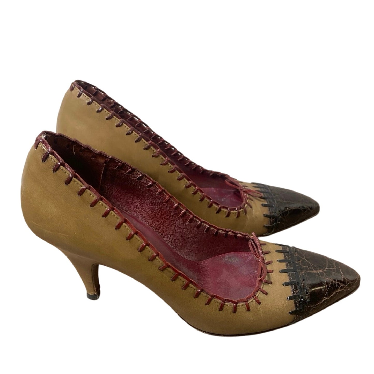 Vintage Prada Brown High Heel Pointy Toe Shoe sz 37 (6.5)