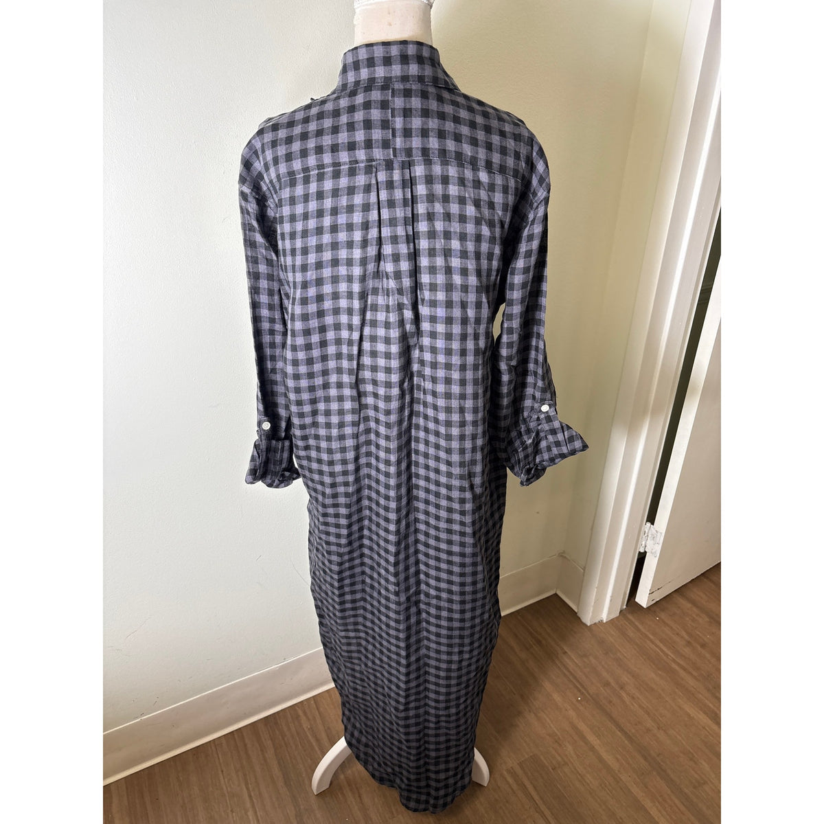 Emily Phillips Gray and Black Check Girlfriend Shirt Maxi Dress Sz 6