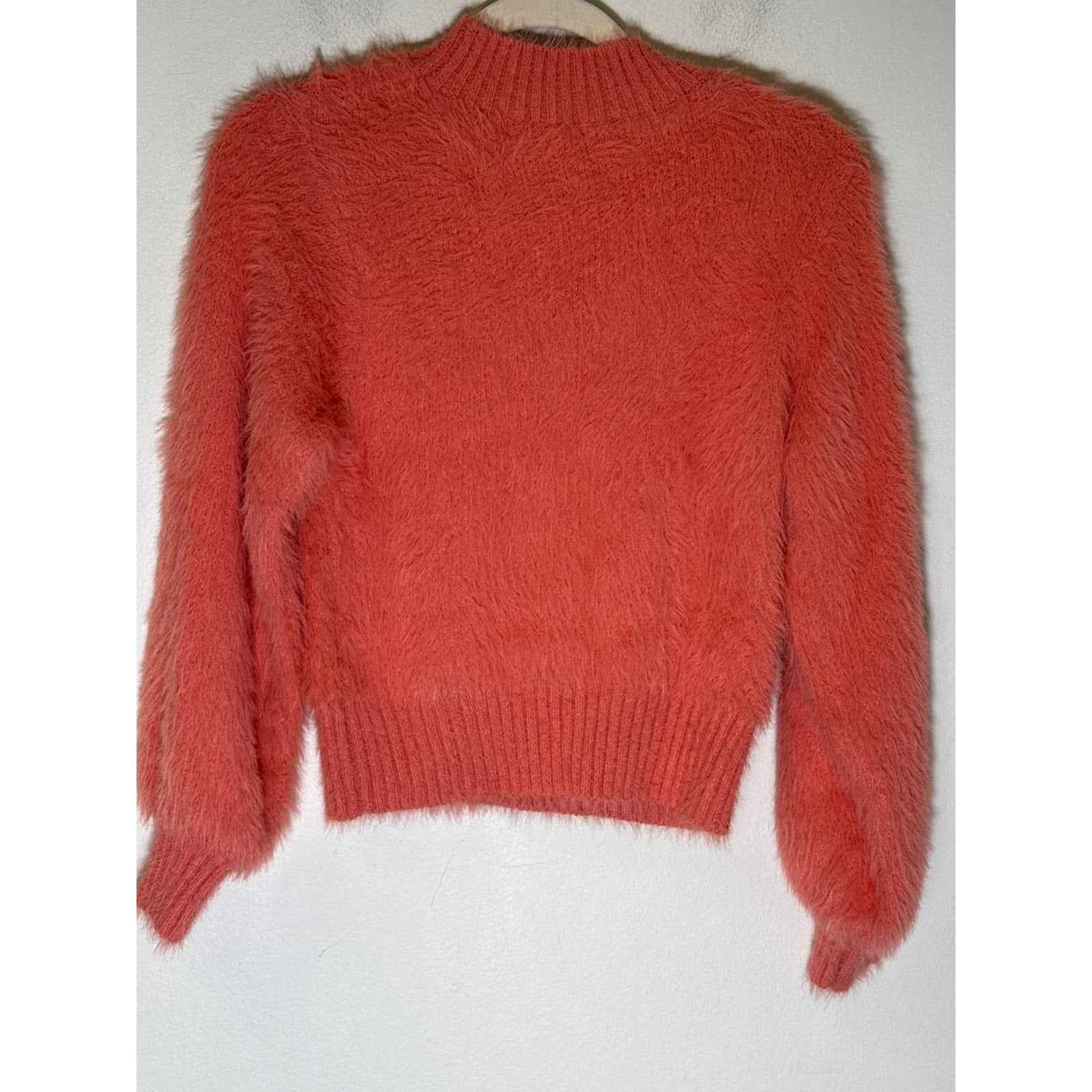 Mink Pink Orangish Long Sleeve Furry Sweater Sz XS