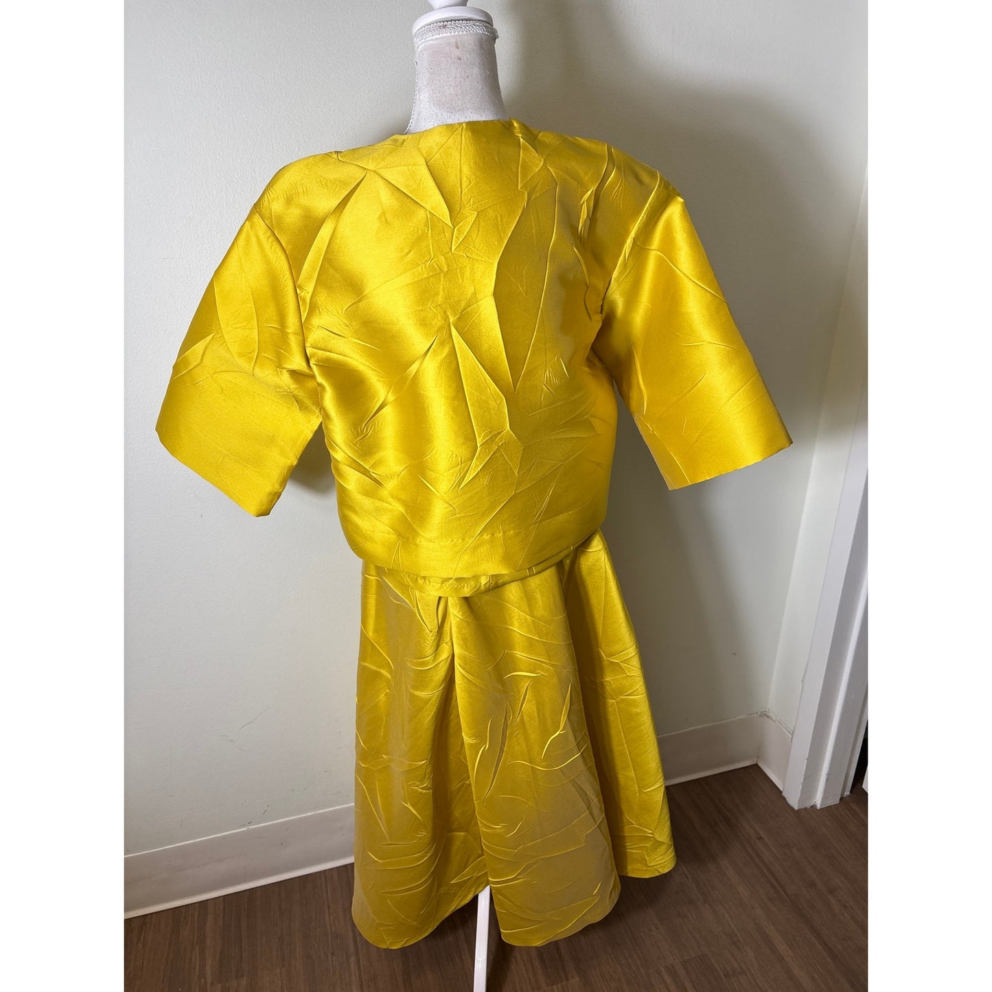Odeeah Golden Yellow 3/4 Sleeve Top and Skirt Set Sz 34