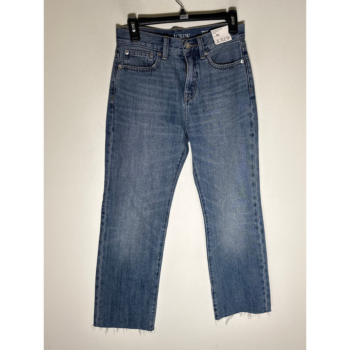 NWT J. Crew Medium Wash "Nipped Straight High Rise" Blue Jeans Sz 25P