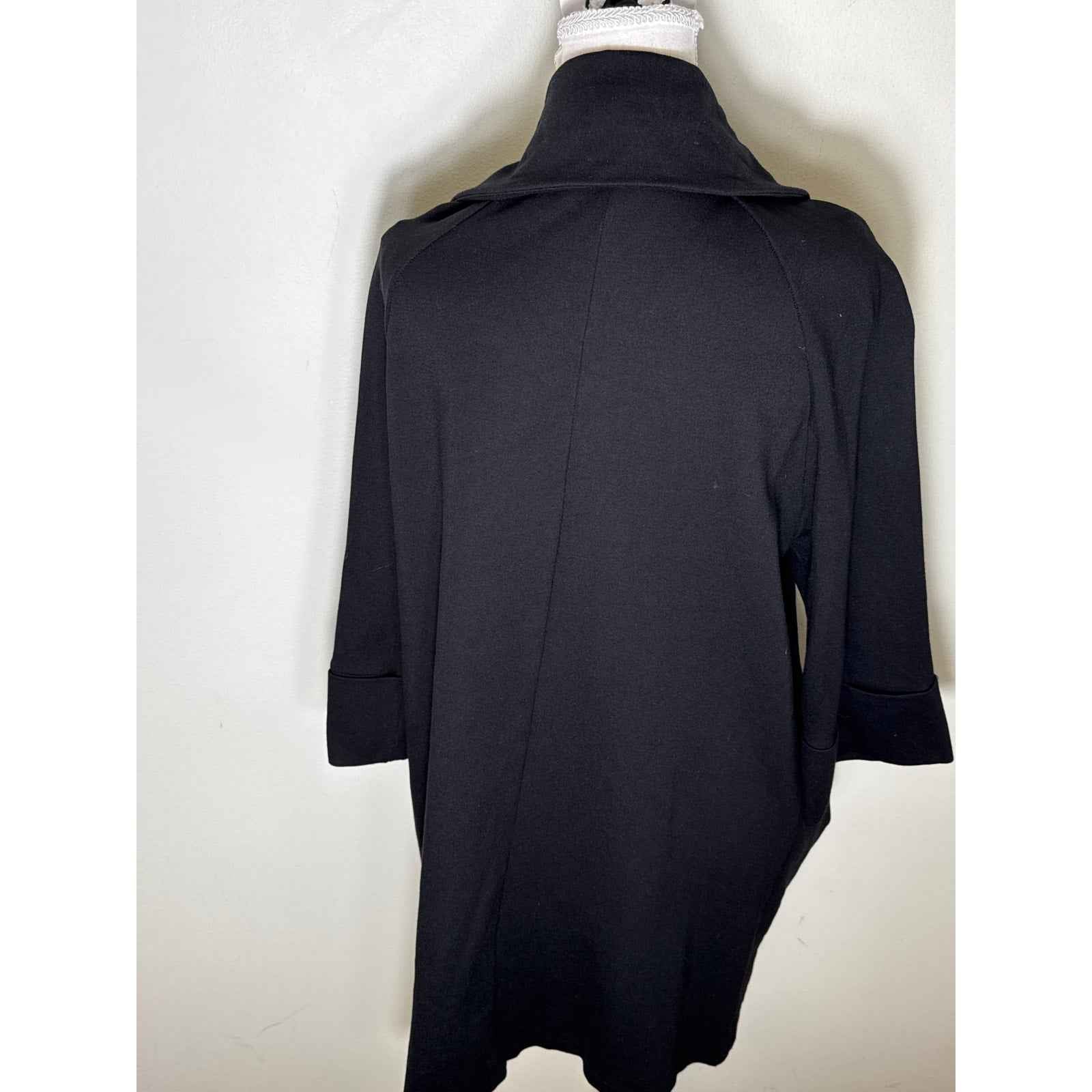 Joseph Ribkoff Black 3/4 Sleeve Open Front Car Coat Sz 12