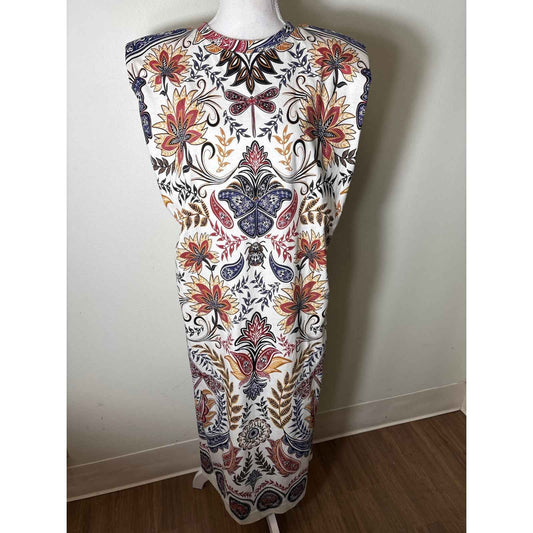 Farm Rio Blue and Brown Floral Butterfly Tee Maxi Dress Sz S