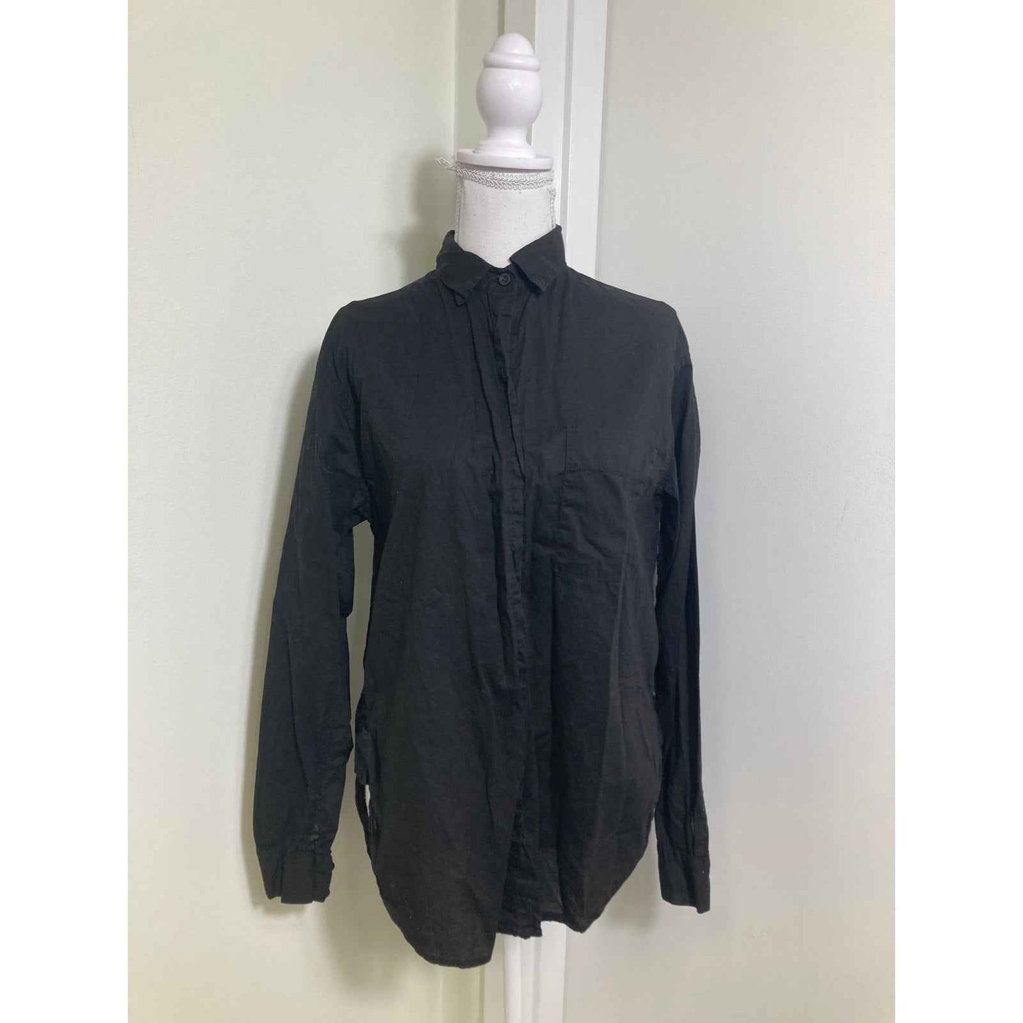 A Shirt Thing Black Cotton Button Up Shirt Sz S