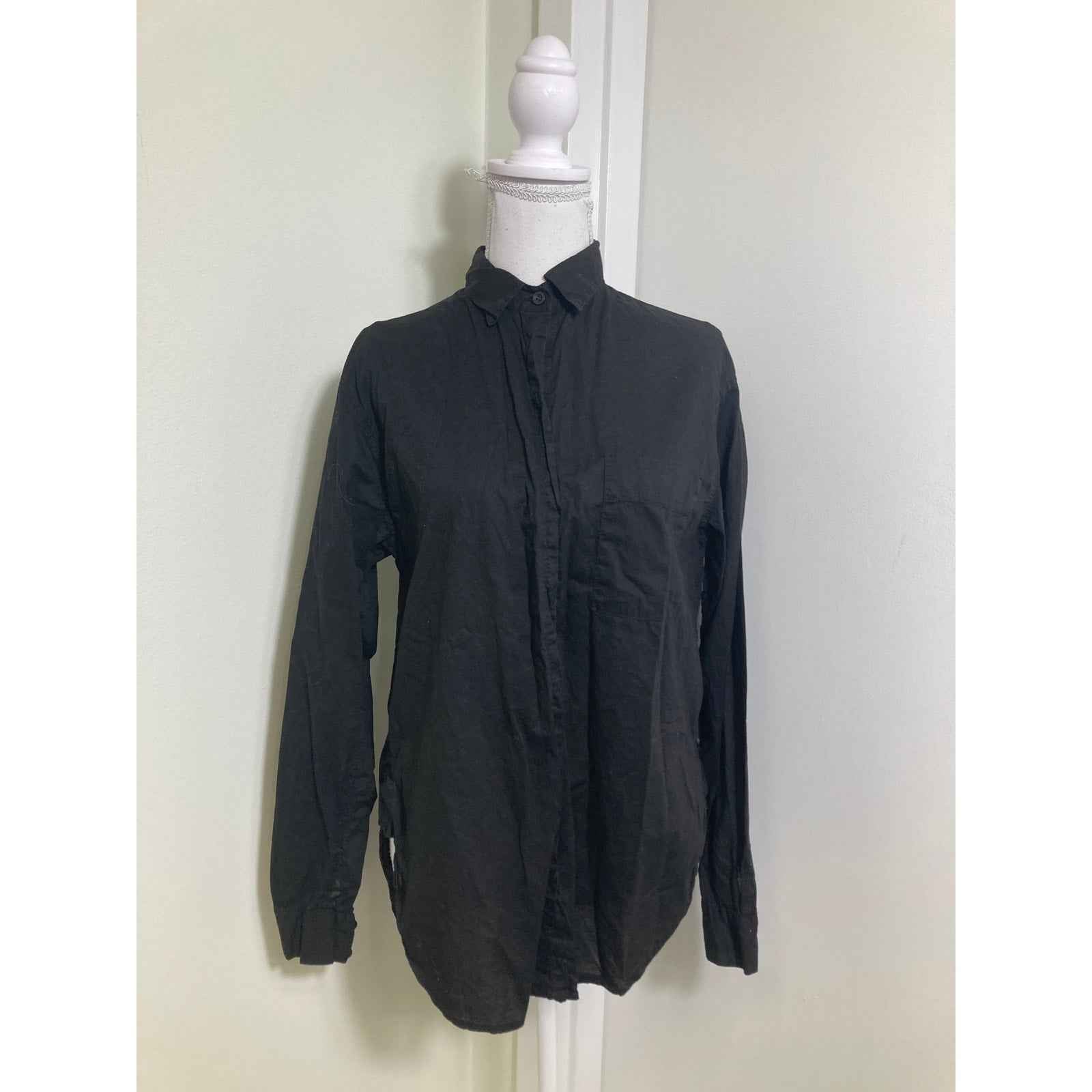 A Shirt Thing Black Cotton Button Up Shirt Sz S