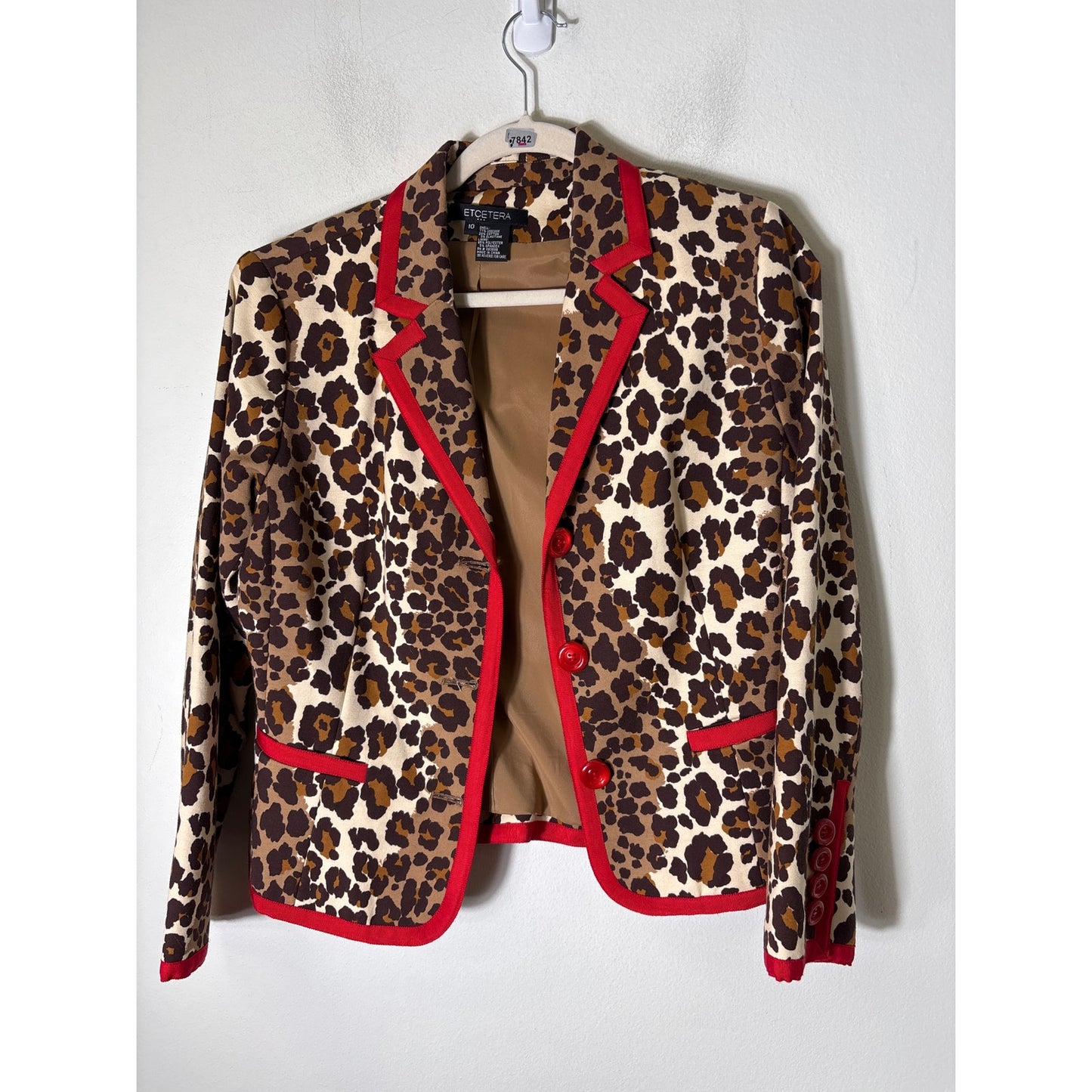 Etcetera Chettah and Red Trimmed Blazer Sz 10