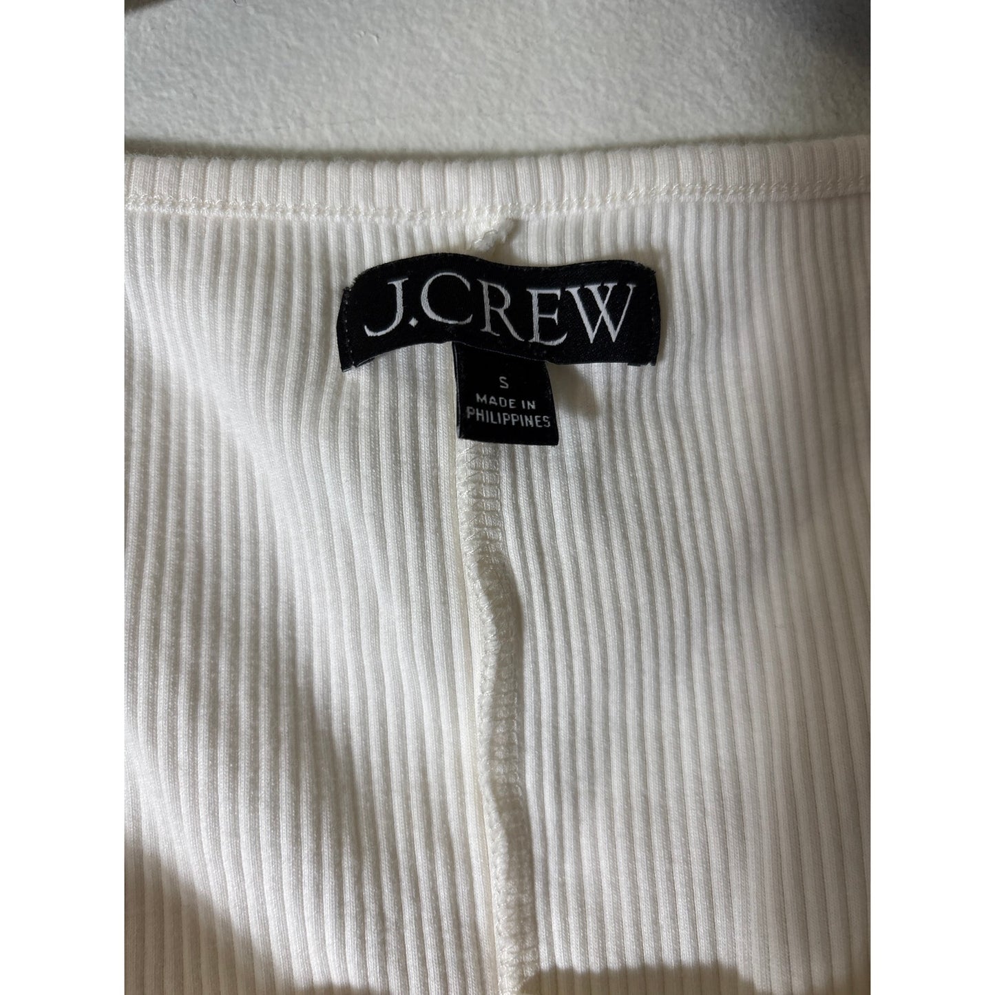 J.Crew White Ribbed Henley Shirt Sz S