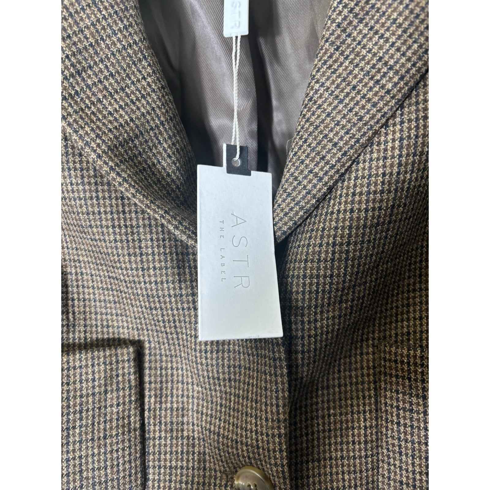 NWT ASTR the Label Brown Tweed Long Sleeve Cropped Suit Style Sz M