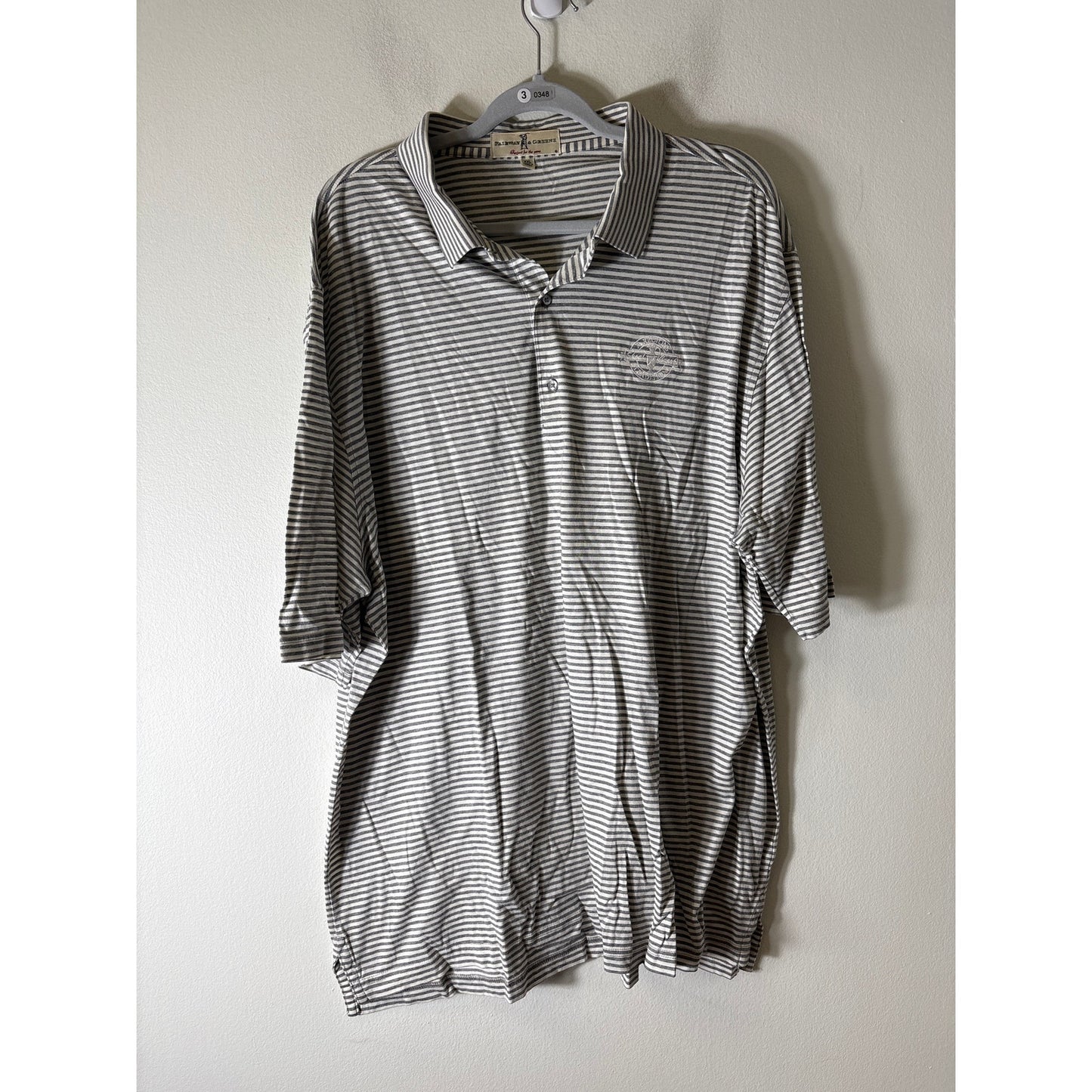 Mens Fairway & Greene Light Gray and White Stripe Polo Sz XXL