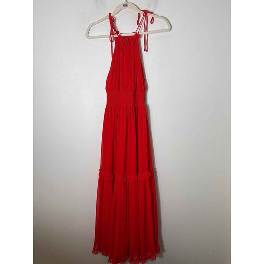 Banana Republic Red Ruffled Tiered Maxi Dress Sz Xs
