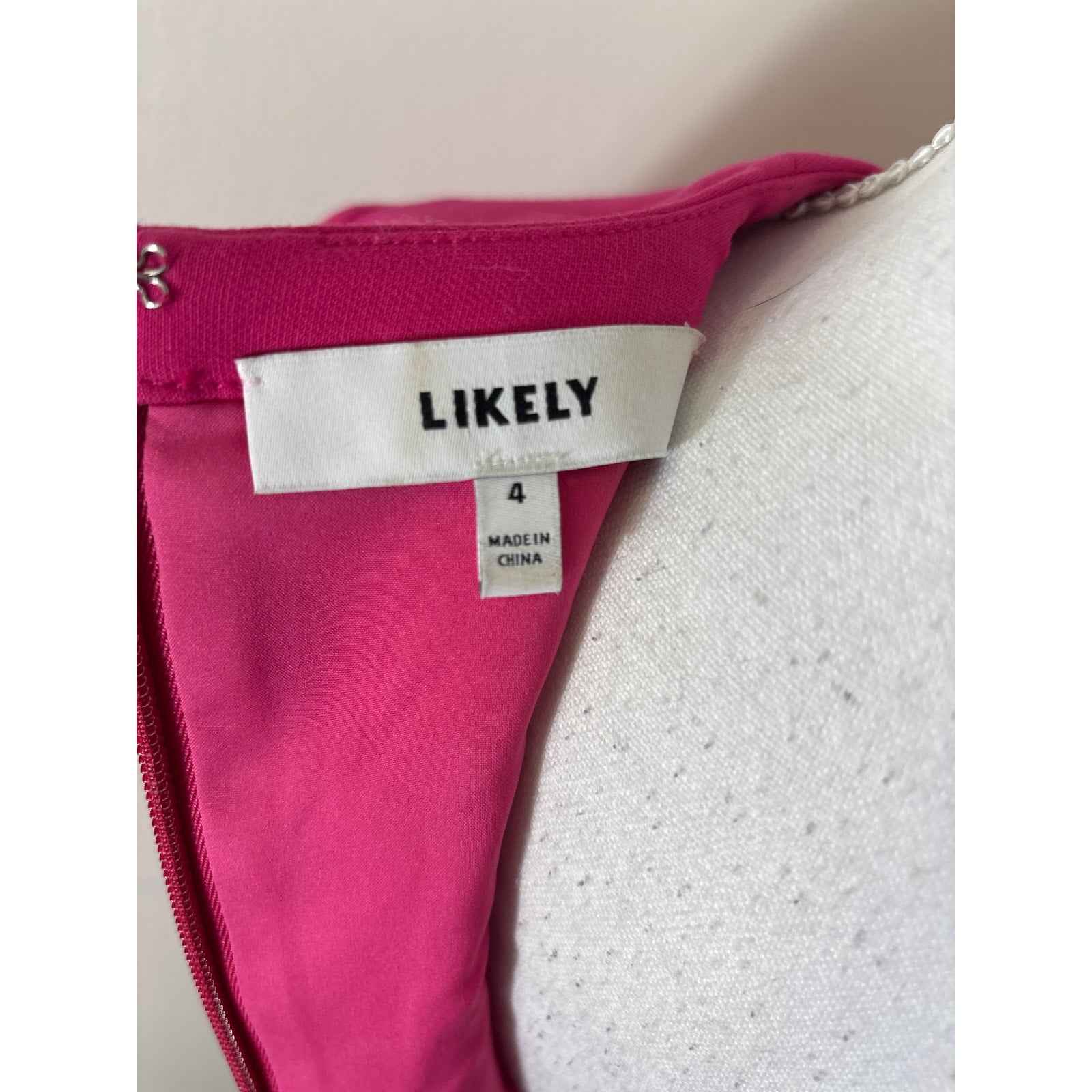 Likely Hot Pink Bodycon Mini Dress Sz 4