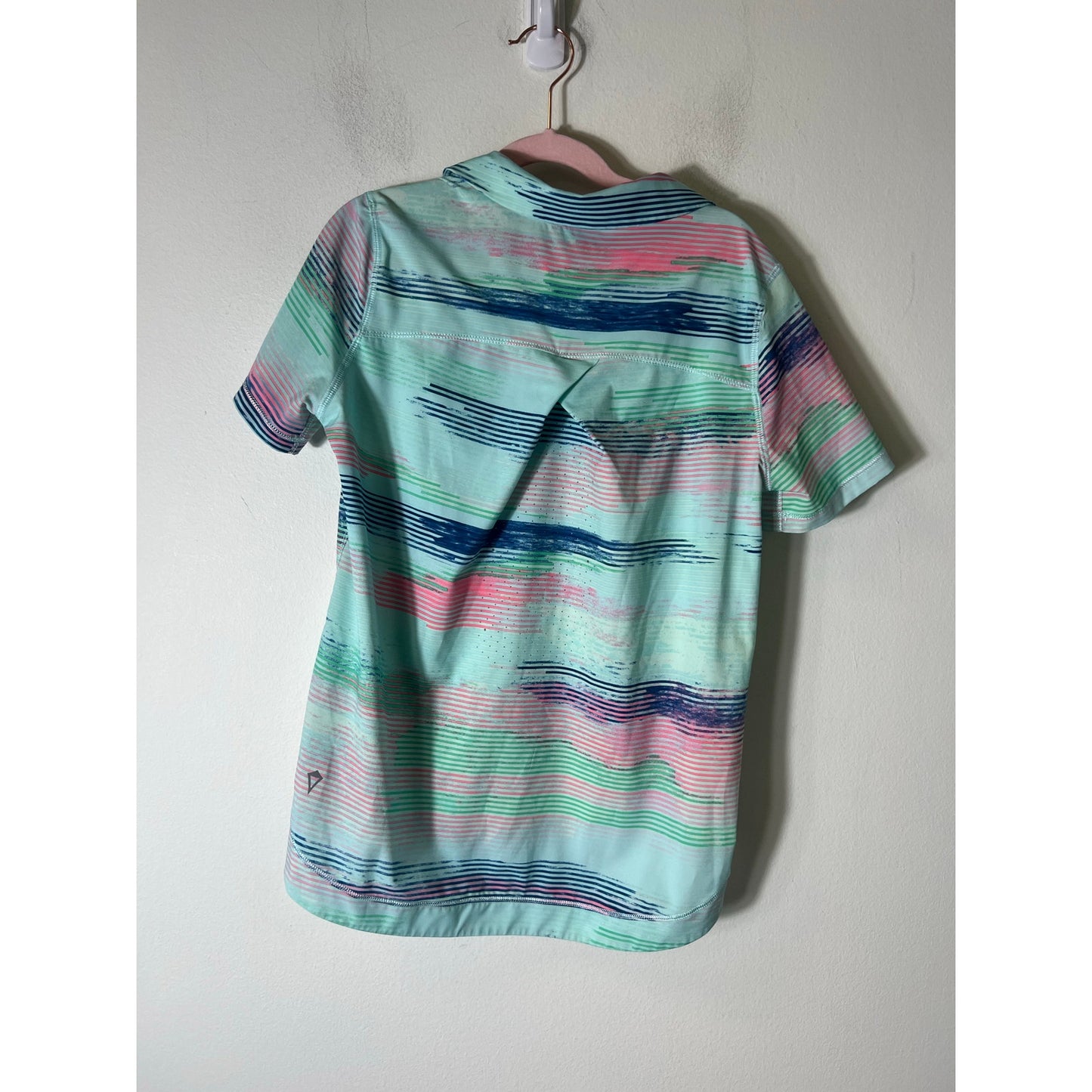 Ivivva Golf/Tennis Top Turquoise/Pink Stripe Design Sz 12