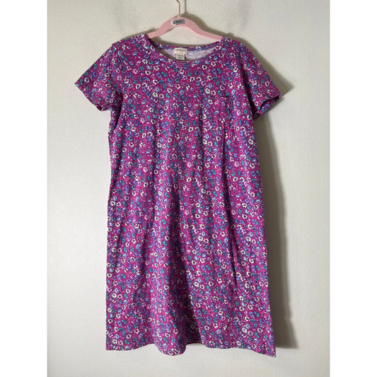 Girls Crewcuts Pink Floral Short Sleeve Cotton Dress Sz 10-11