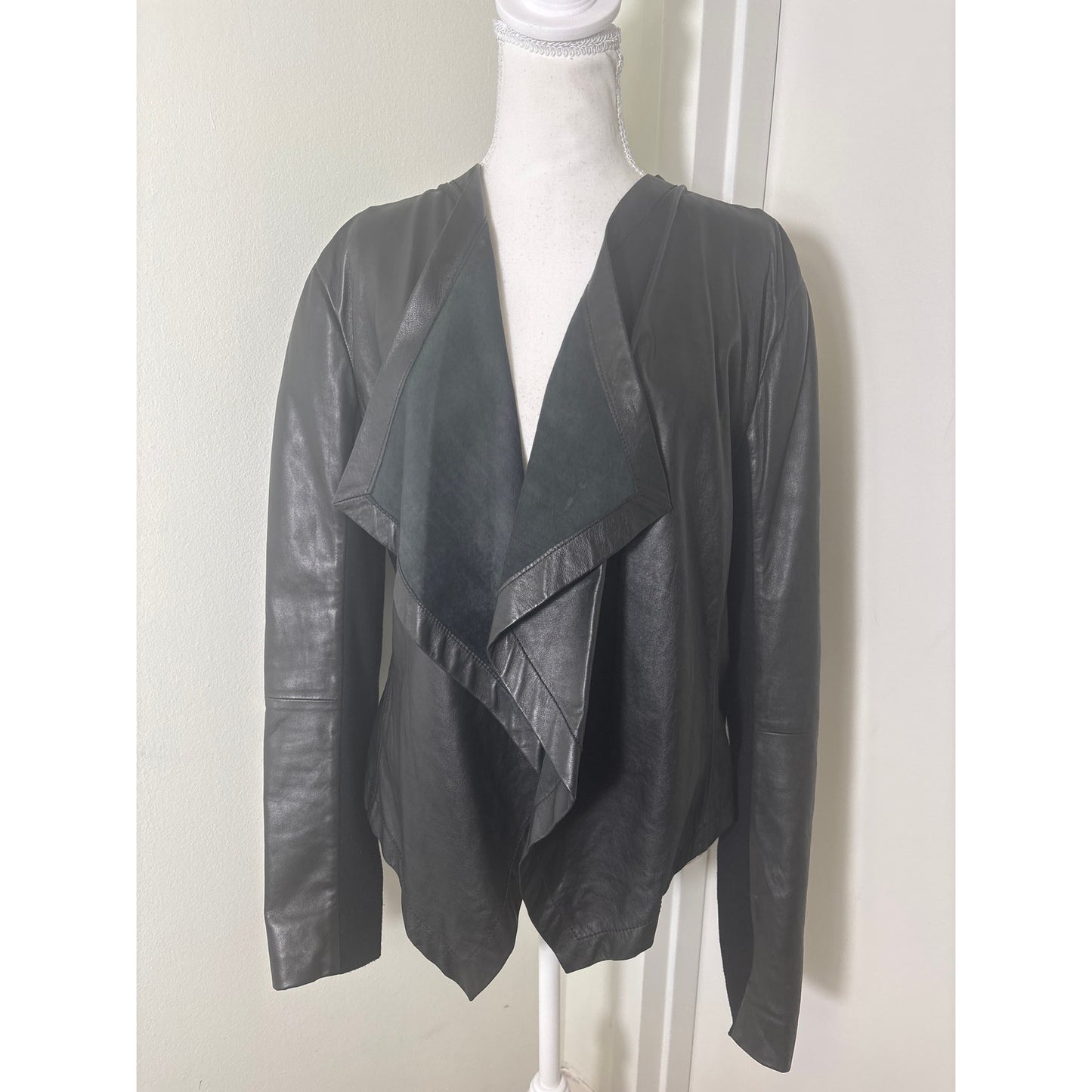 Halogen 100% Leather Open Front Jacket Sz L