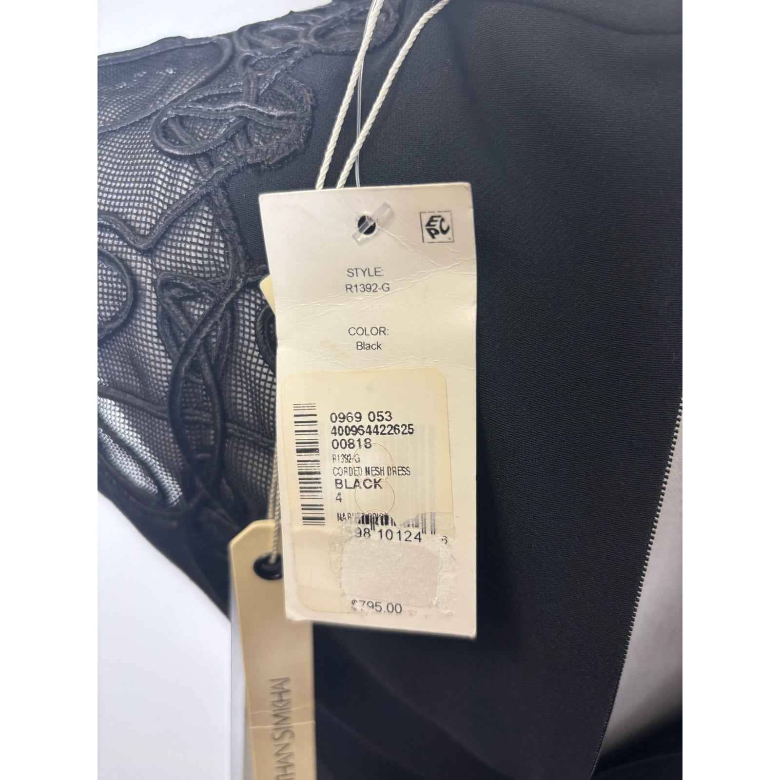NWT Jonathan Simkhai Black Sleeveless Corded Mesh Dress  Sz 4