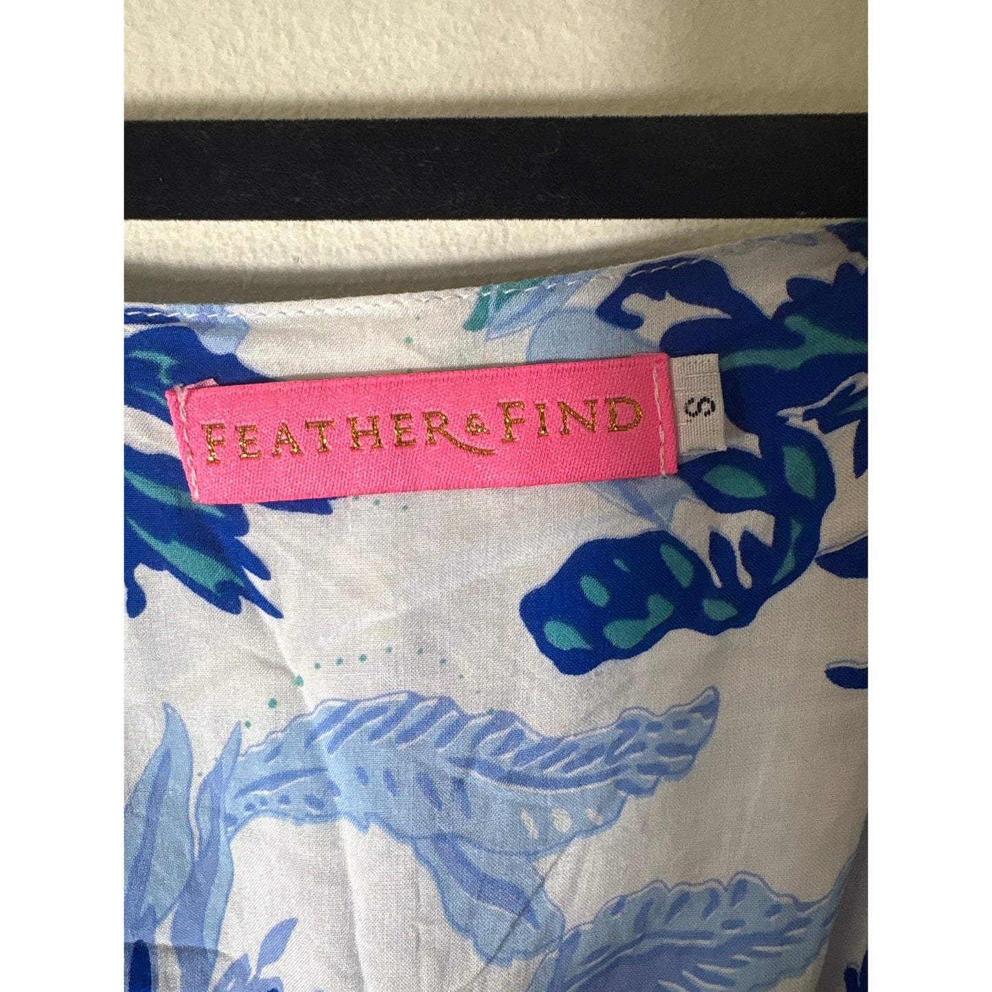 Feather & Find Blue Tropical Puff Sleeve Maxi Dress Sz S