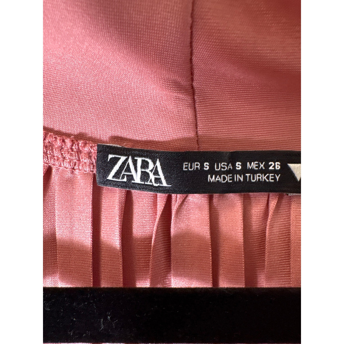 Zara Dusty Rose Pleated Long Sleeve Knee Length Dress Sz S