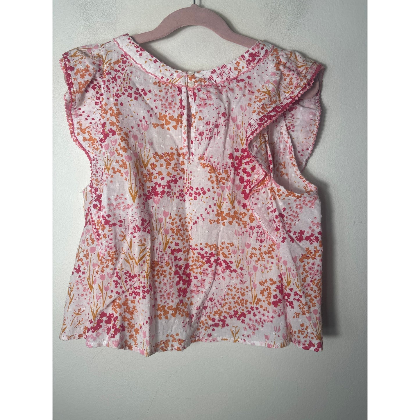 Girls Poupette St. Barth pink Floral Cotton Top Sz 10