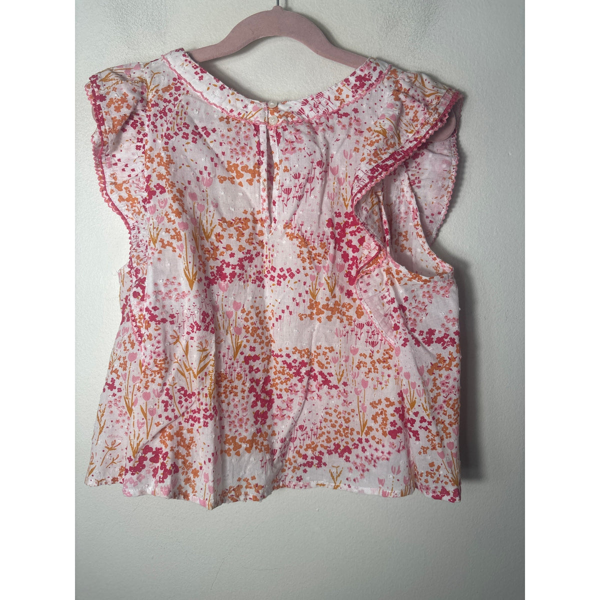 Girls Poupette St. Barth pink Floral Cotton Top Sz 10