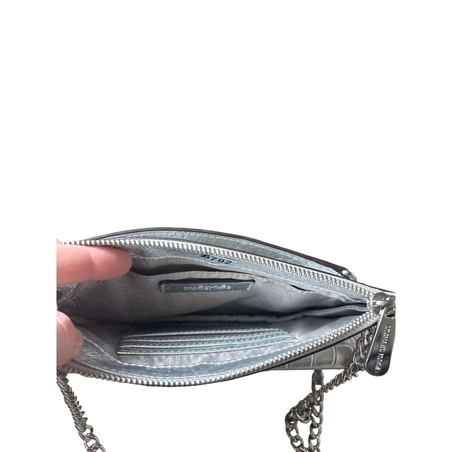 Michael Kors Metallic Silver Faux Croc Crossbody Purse