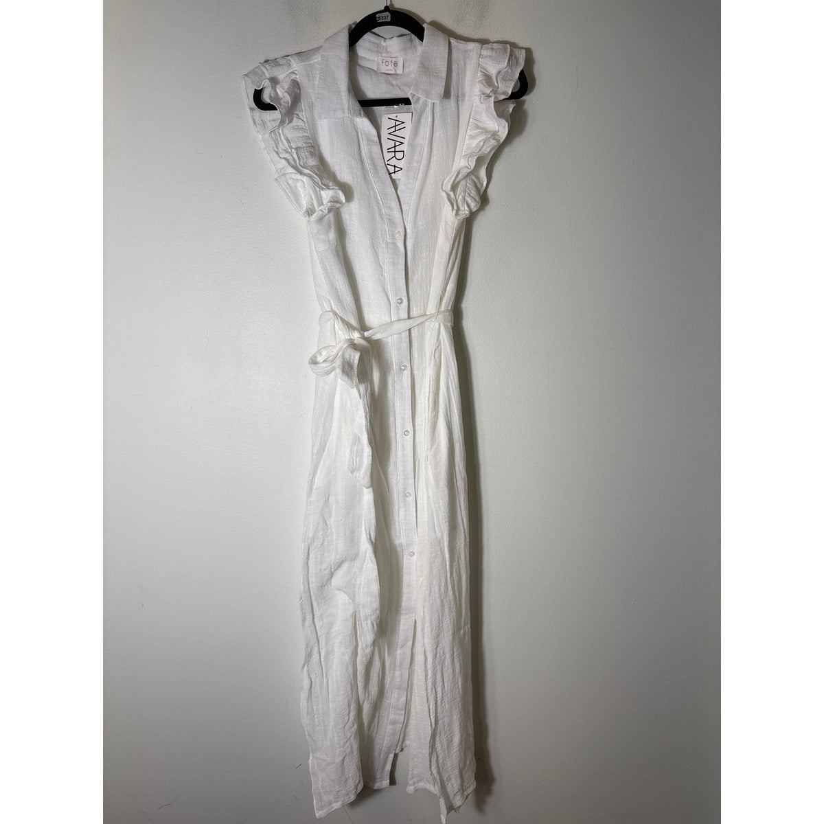 NWT Fate Sleeveless Flutter Sleeve Button Up Maxi Dress Sz L