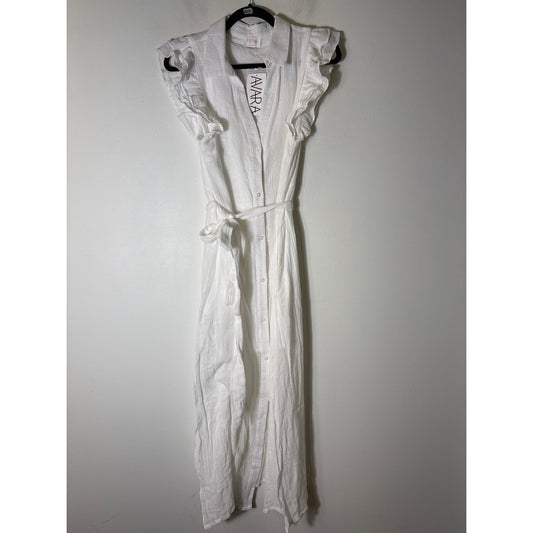 NWT Fate Sleeveless Flutter Sleeve Button Up Maxi Dress Sz L