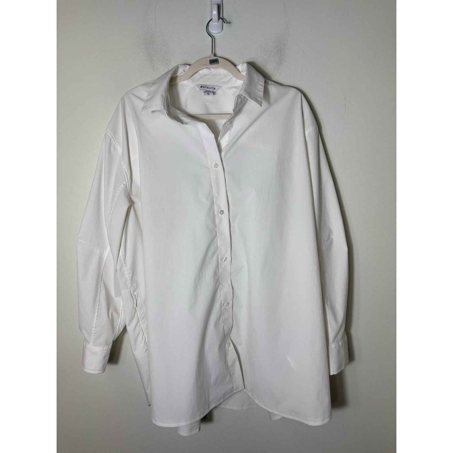 Athleta White Long Sleeve Over Sized Button Up Shirt Sz XL