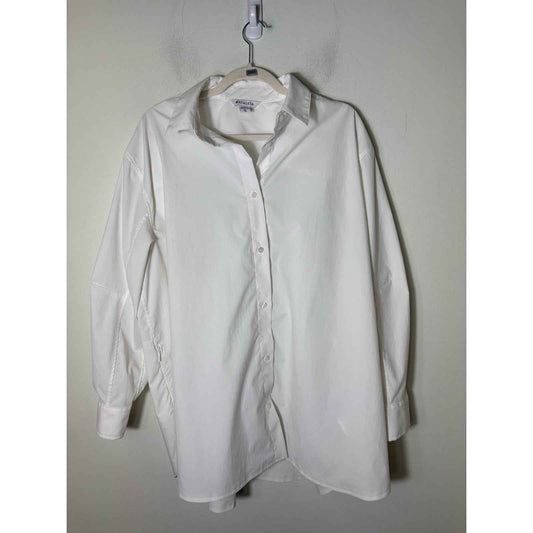 Athleta White Long Sleeve Over Sized Button Up Shirt Sz XL