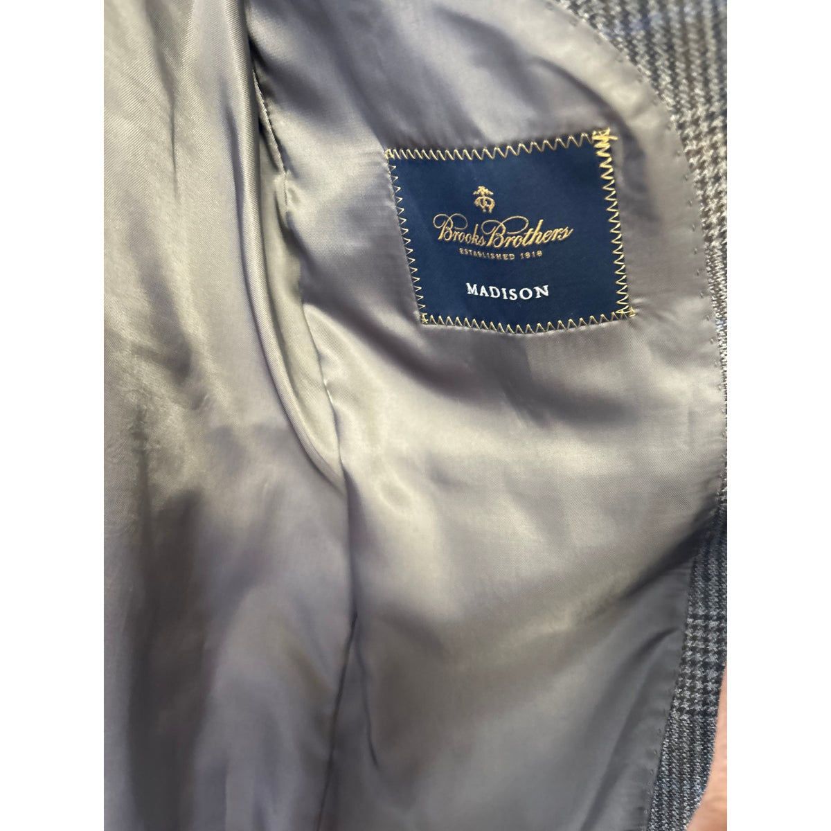 Mens Brooks Brothers Madison Blue and Dark Gray Jacket Sz 40S