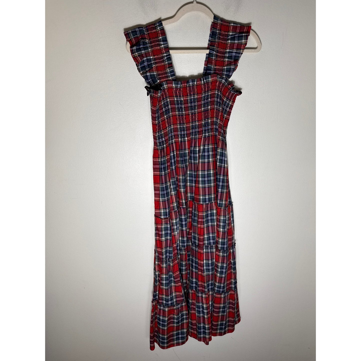 Hill House The Nap Dress Dark Red Plaid Cotton Maxi Dress Sz XS