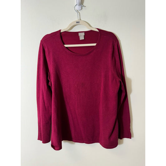 Chico's Maroon Sweater Long Sleeve Top Sz 16 (Chico's Sz 3)