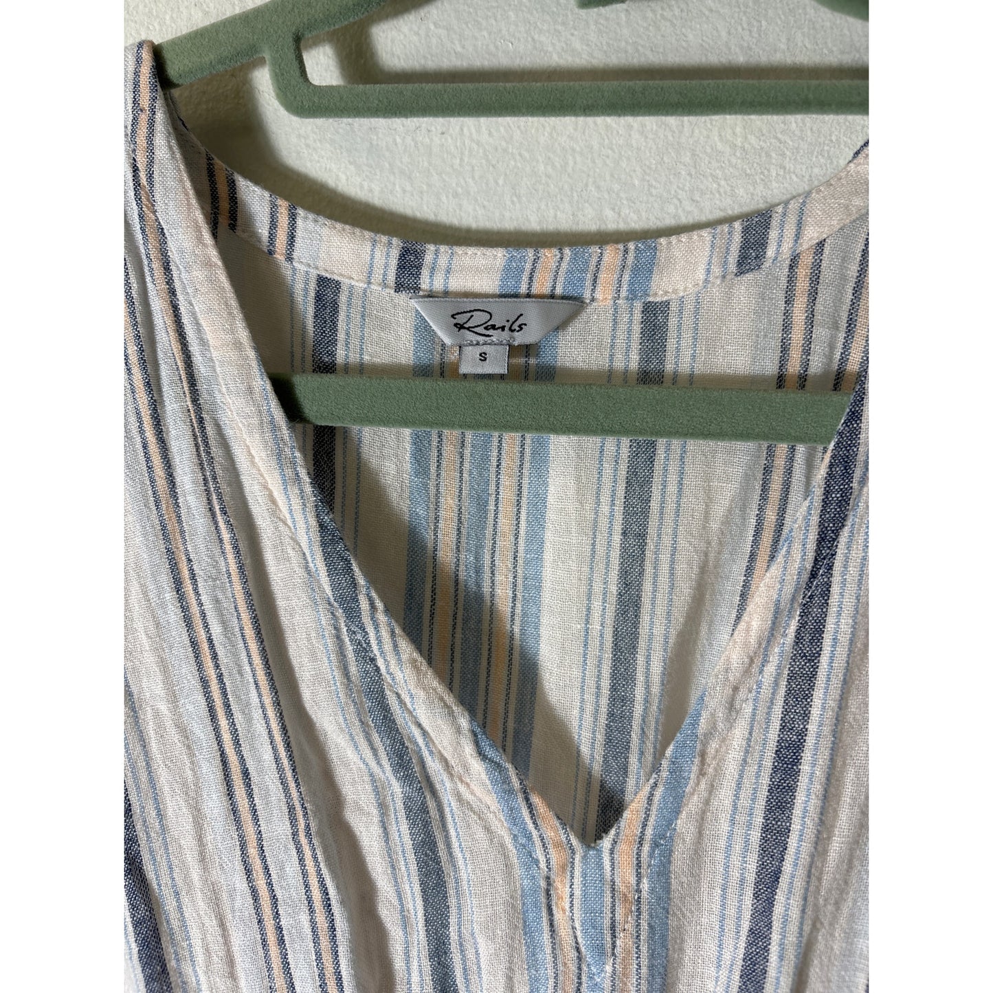 Rails Blue Tara Montauk Stripe Flutter Sleeve Summer Midi Dress Sz S