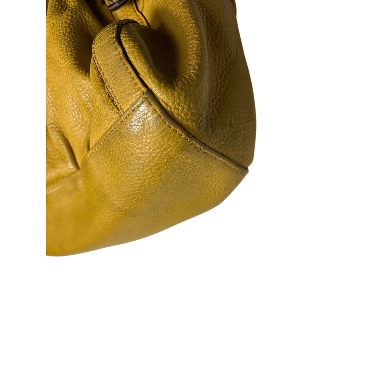 B Makowsky Mustard Yellow Buckle Strap Purse Sz 18"x19" approximately
