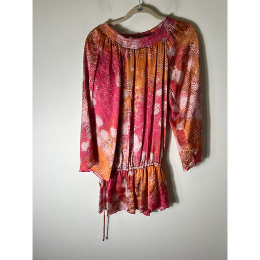 Alexis Pink Orange Long Sleeve Dress Sz S