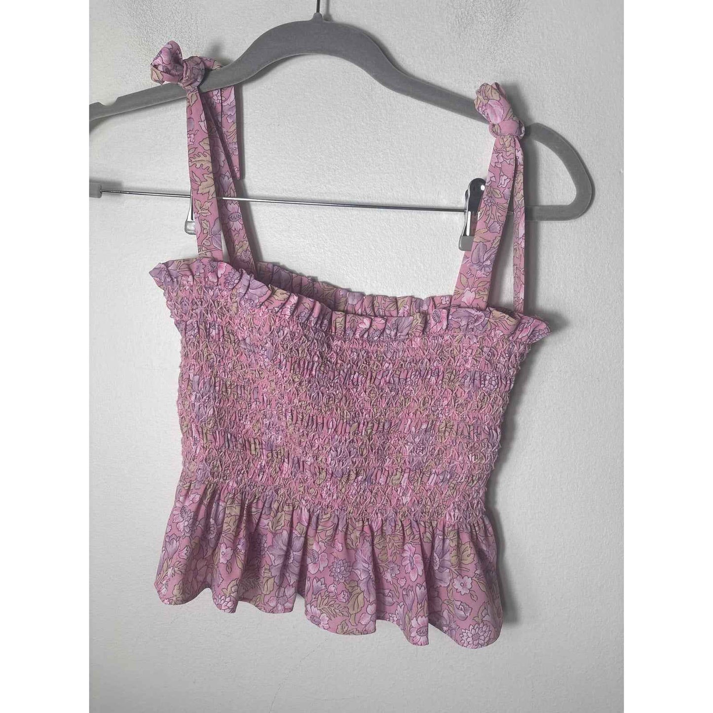 Likely Pink Floral Smocked Strapless Top and Skirt Set Sz M