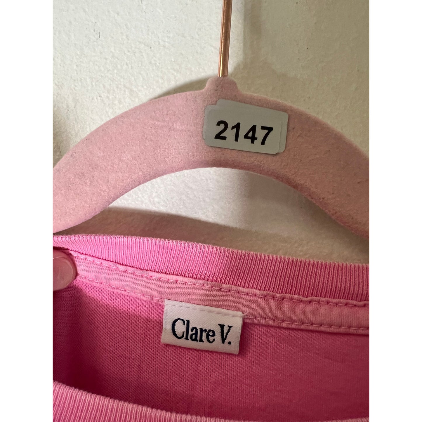 Clare V. Pink Ciao Short Sleeve Tee Shirt Sz M