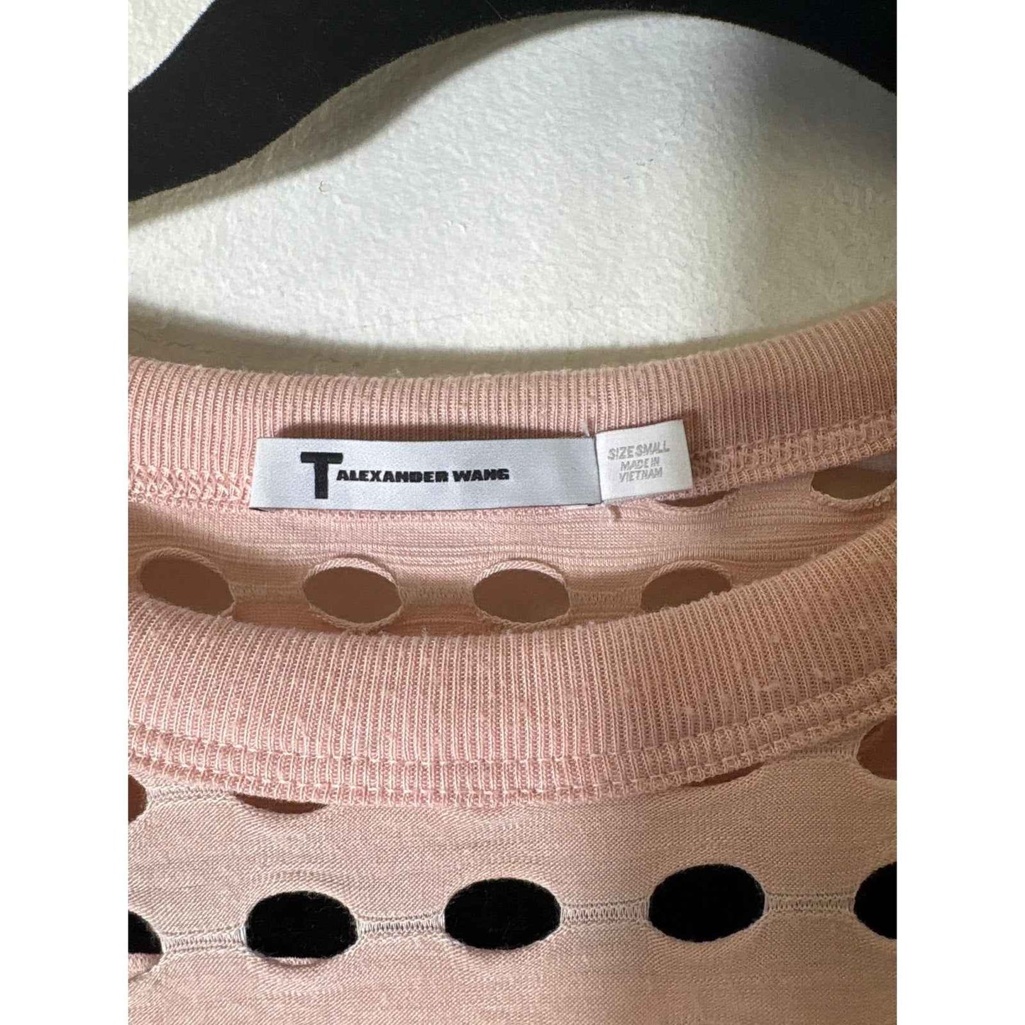 T by Alexander Wang Blush Pink Short Sleeve Circle Cut Out Top Sz S