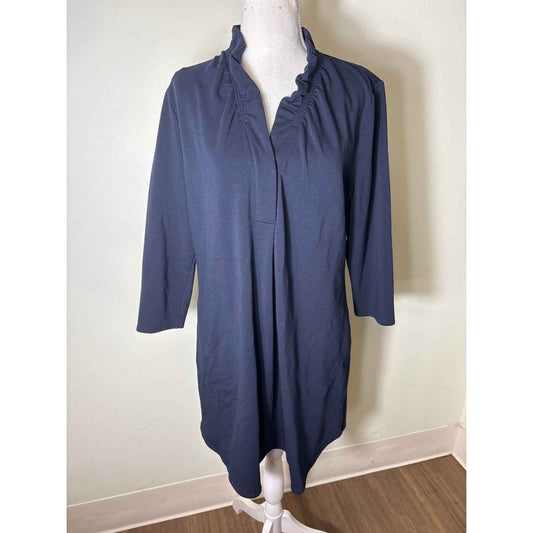Nic+Zoe Navy Long Sleeve Knee Length A-Line Dress Sz PL