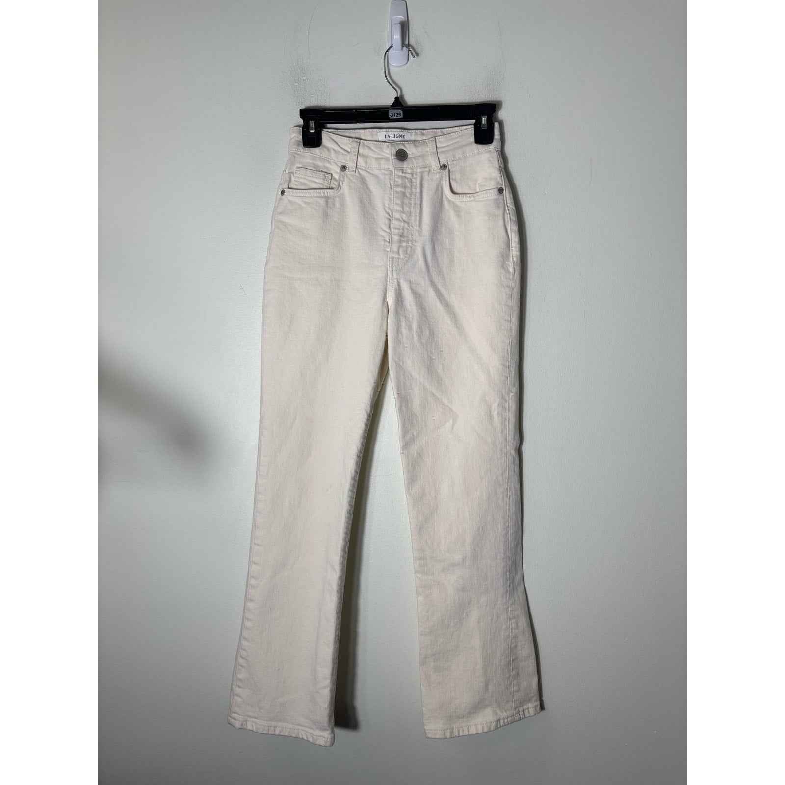 La Ligne White Denim Boot Cut Jeans Sz 25