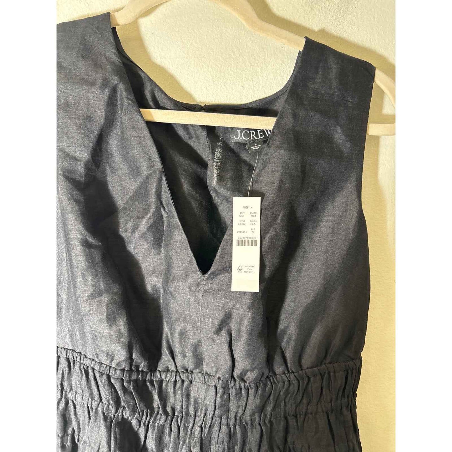 NWT J. Crew Black Sleeveless V-Neck Maxi Dress Sz S