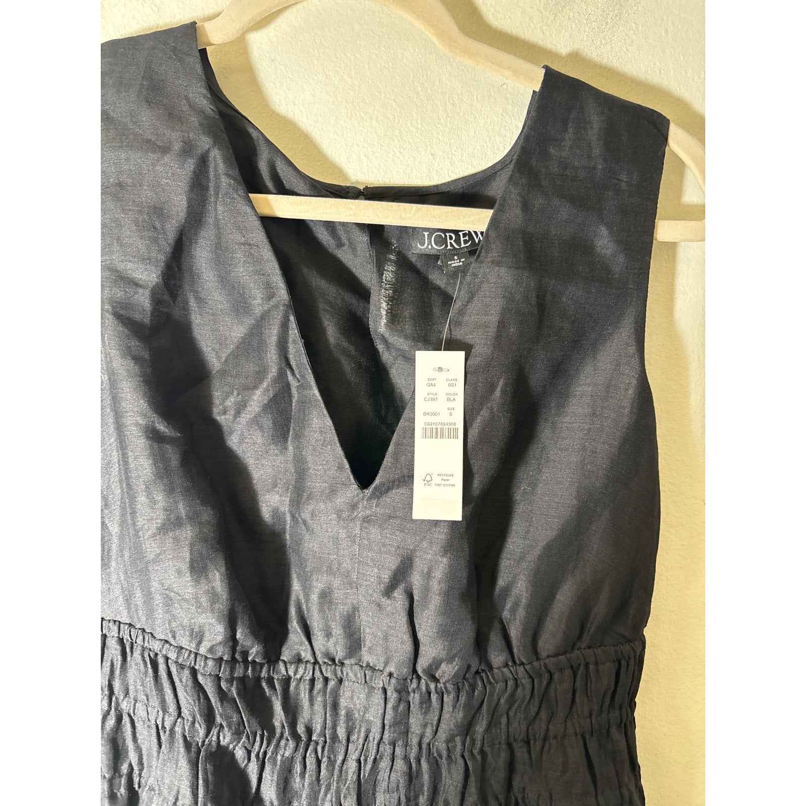 NWT J. Crew Black Sleeveless V-Neck Maxi Dress Sz S