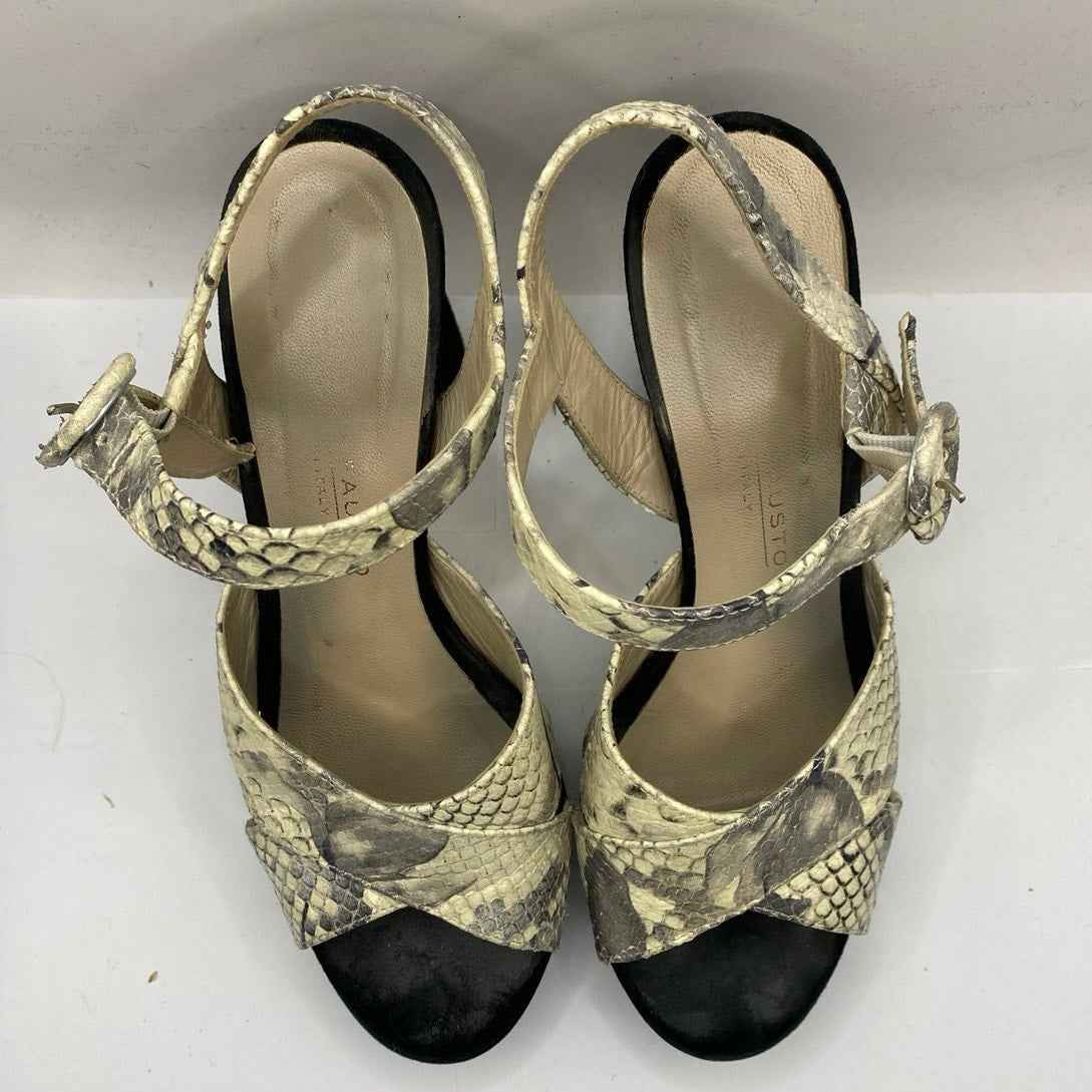 Moda Di Fausto Off White Black Platform Sandals Sz 6.5