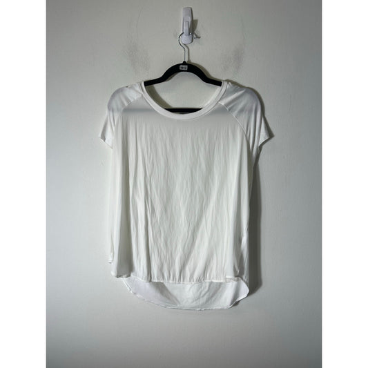 lola & sophie White Mixed Media Cap Sleeve Blouse Sz L