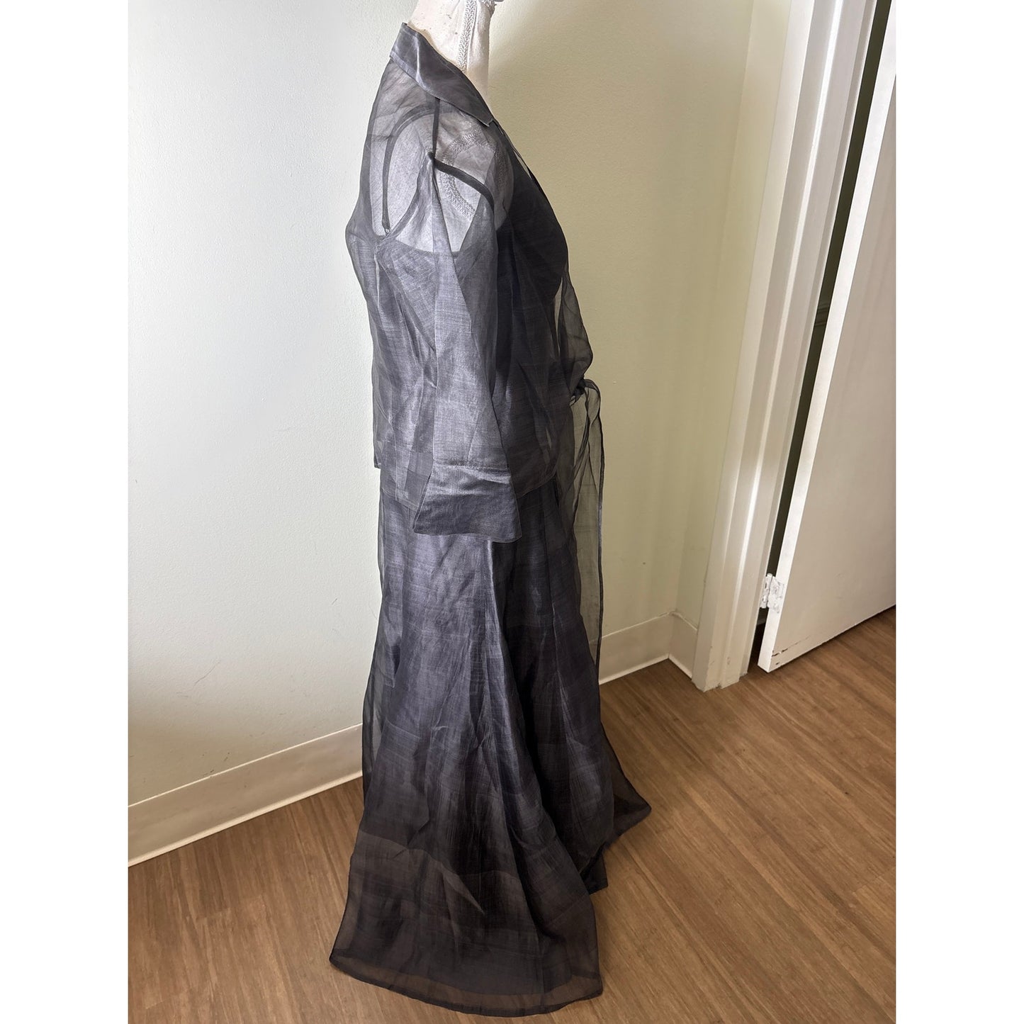 Jasmine Boutique Gun Metal Gray Silk Special Occasion Skirt Set Sz S