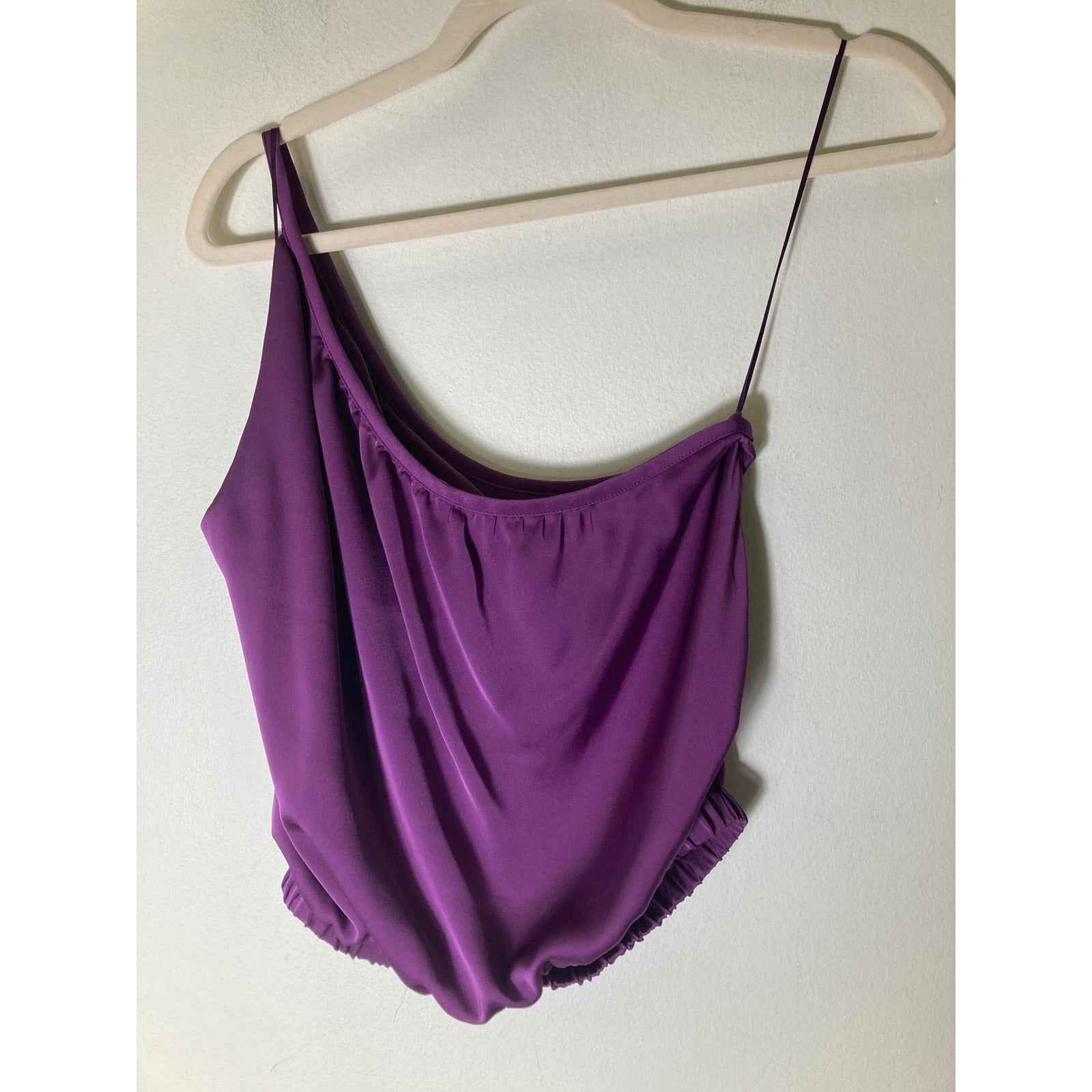 Ramy Brook Purple One Shoulder Cropped Top Sz S