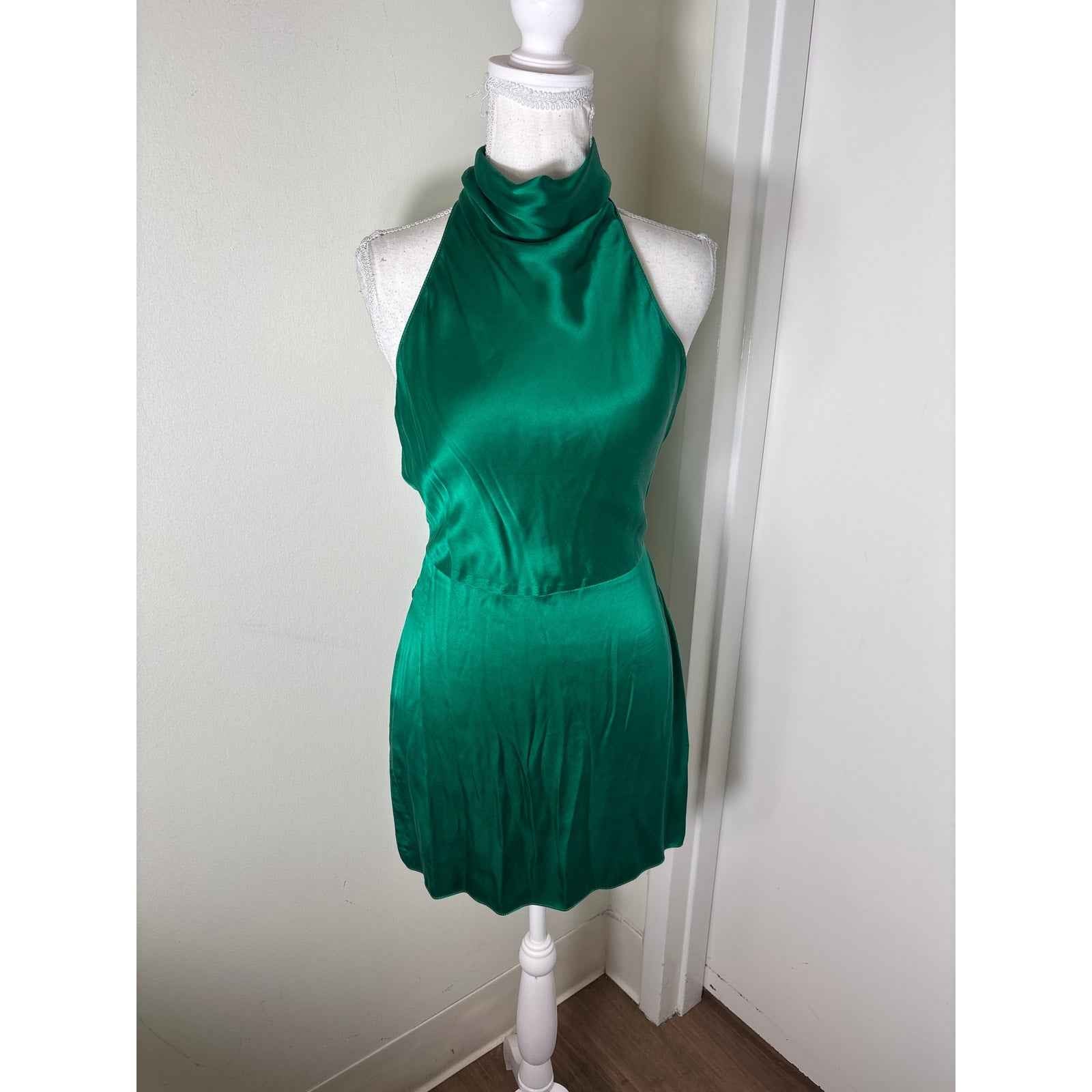 Amanda Uprichard Green Silk Sleeveless Mini Dress Sz S