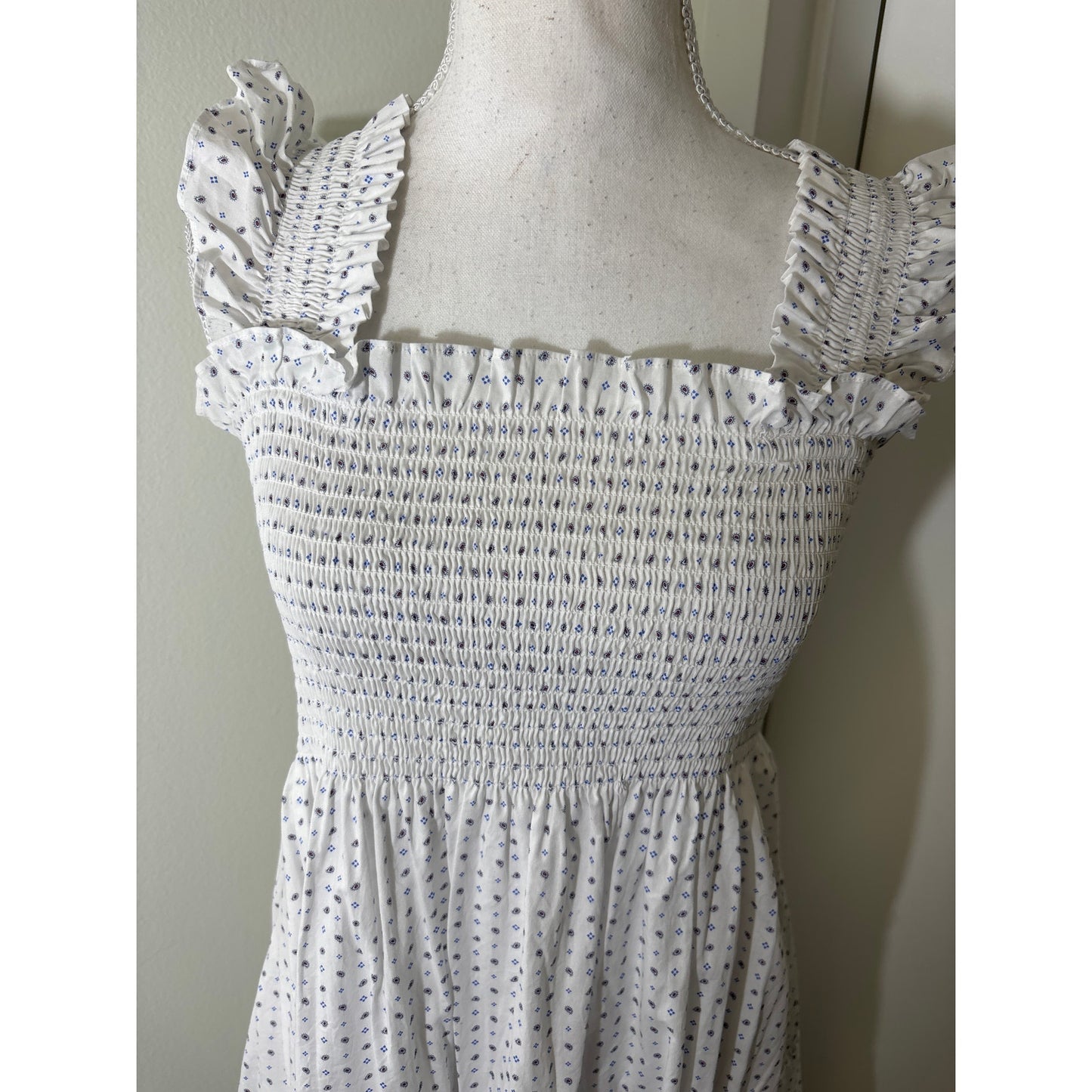 Hill House The Nap Dress White Paisley Print Cotton Maxi Dress Sz S